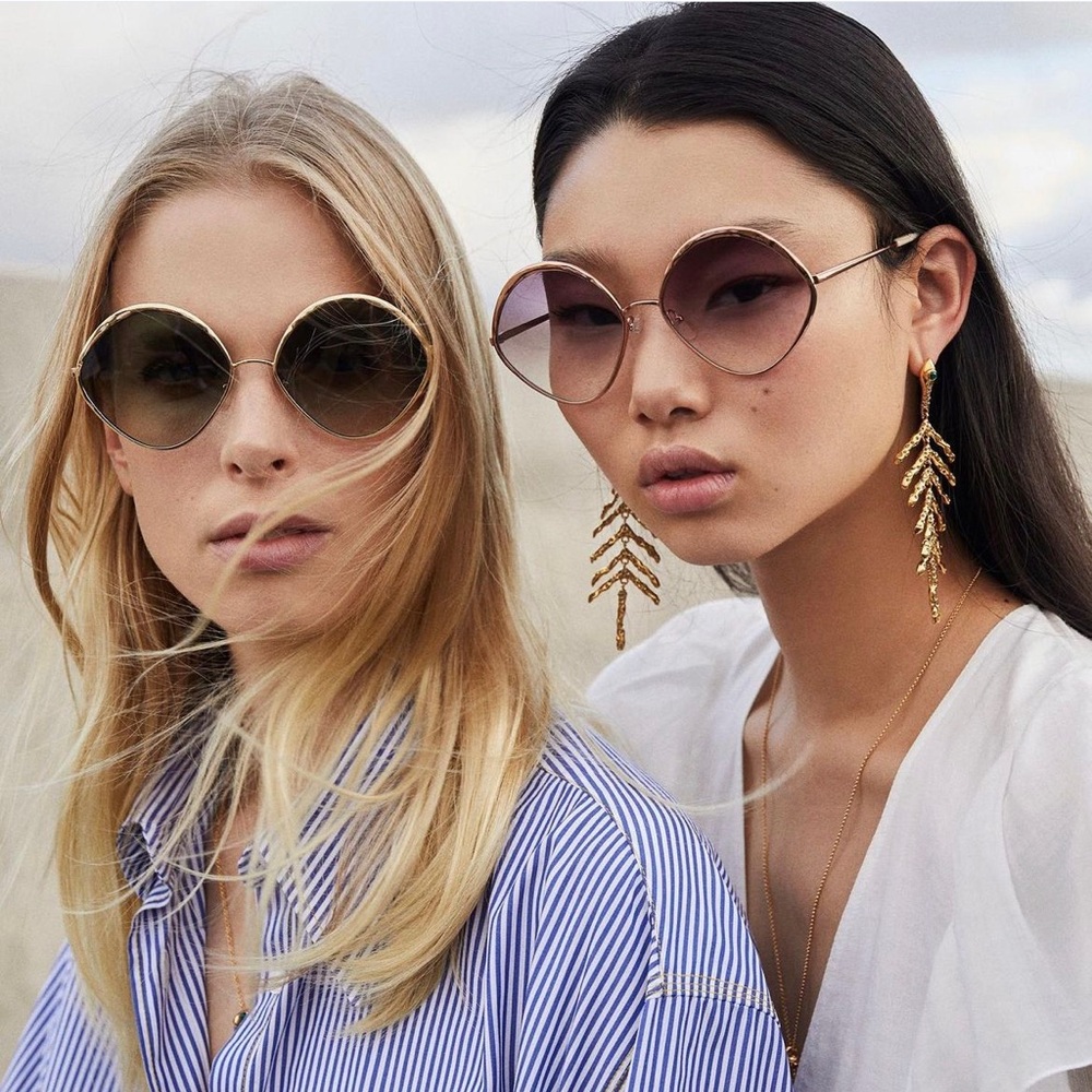 Chloe Round Sunglasses - Gold and Purple